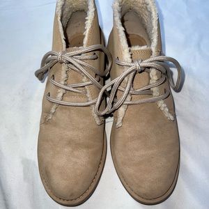 Beige Suede Sherpa Lining Ankle Boot